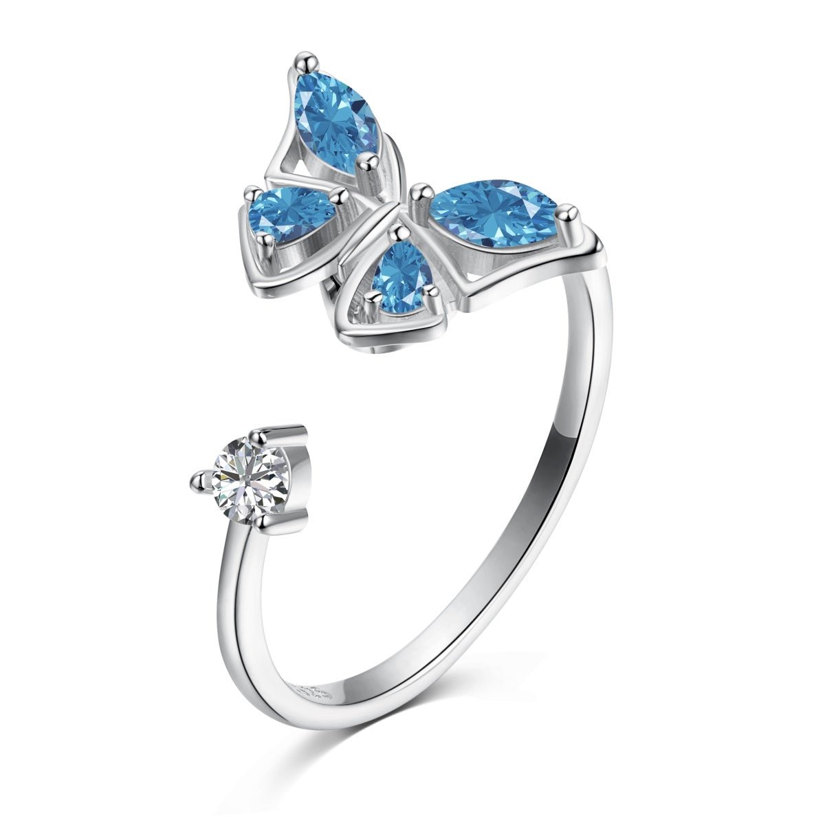 Inel din Argint 925 Ajustabil Rotativ Blue Butterfly